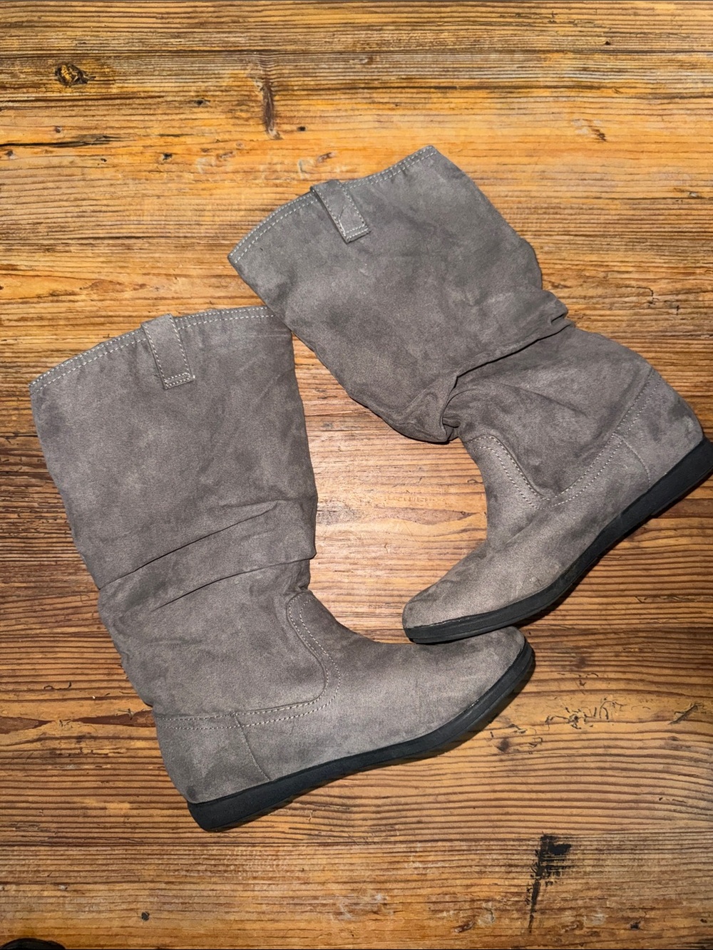 Women's Gray Suede Slouch Boots